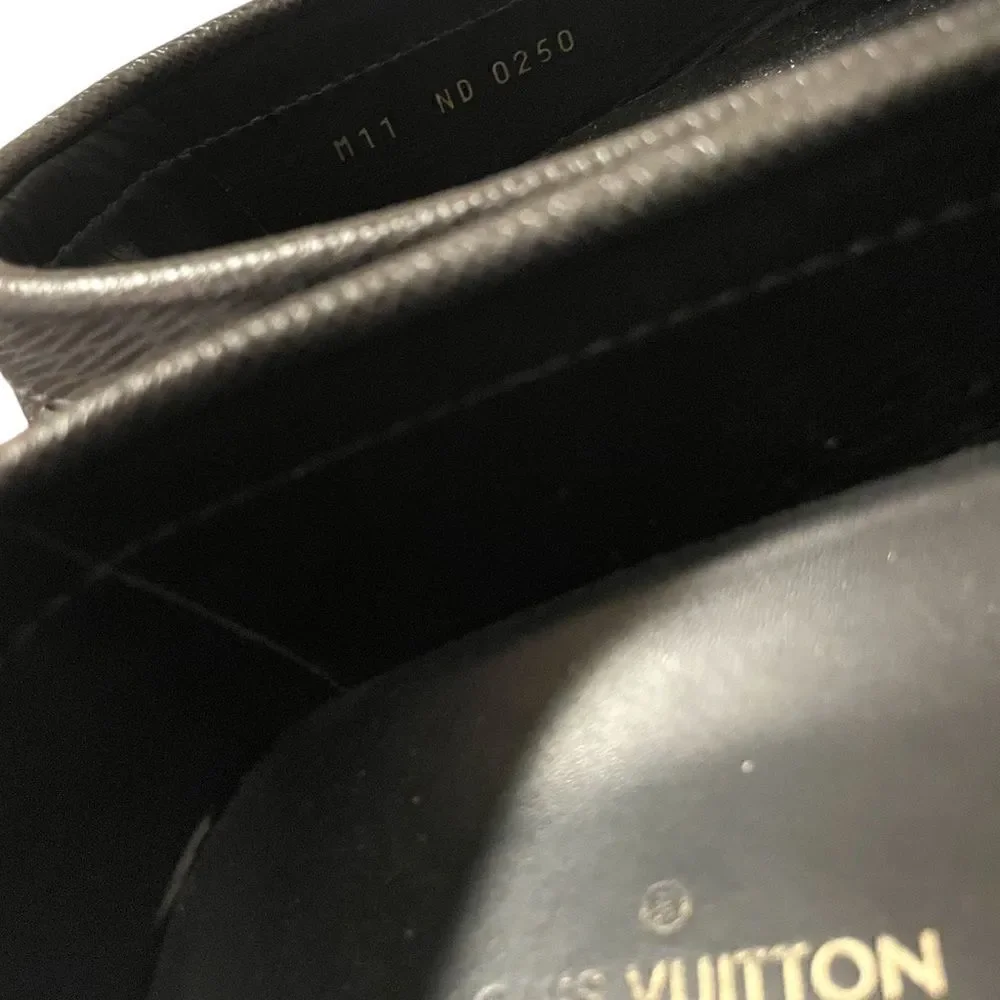 Mens LOUIS VUITTON Leather Drivers with Silver Tone Metal LV Motif |Size: 11M|